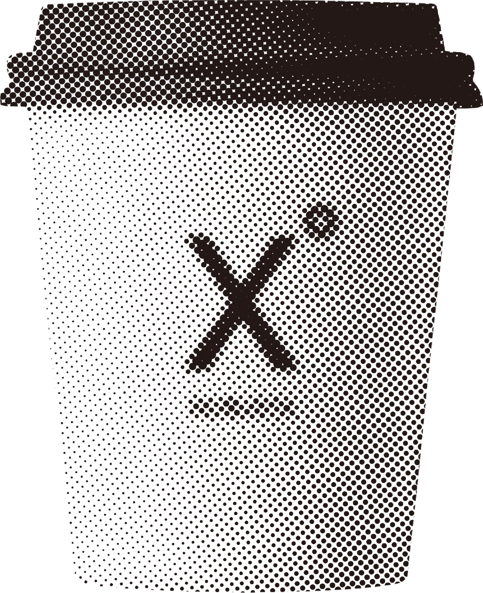 Illustrated X° Robusta coffee cup with halftone texture.