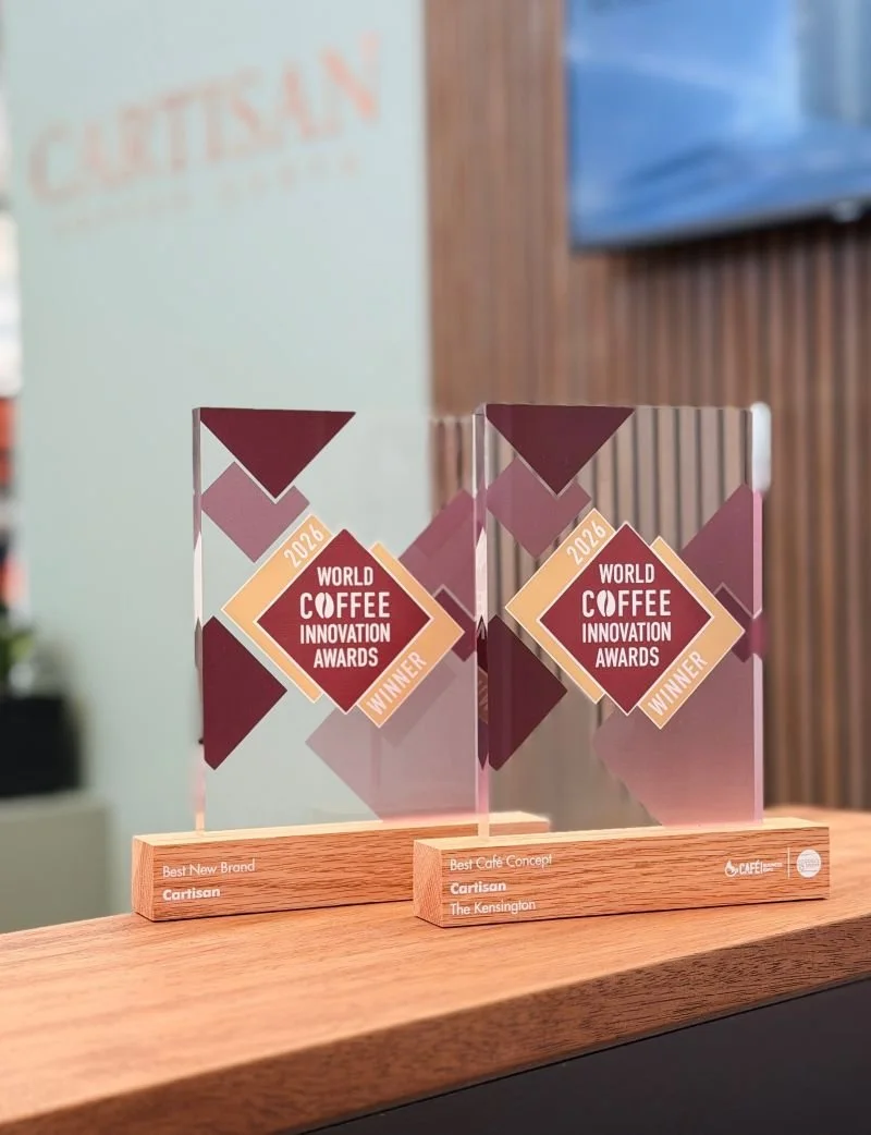2 world coffee innovation awards handed to Cartisan mobile coffee carts at the 2026 awards.