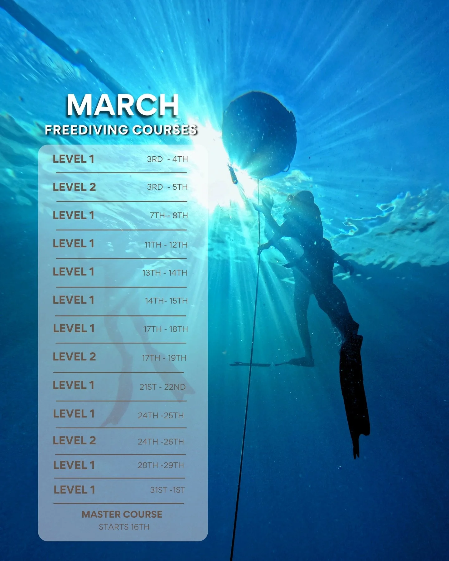 March freediving courses at @apneistafreediving in Amed, Bali.

Warm water. Calm mornings. Clear visibility.

This is more than a course. It is structured training in a relaxed, supportive environment where safety, awareness, and comfort come first.
