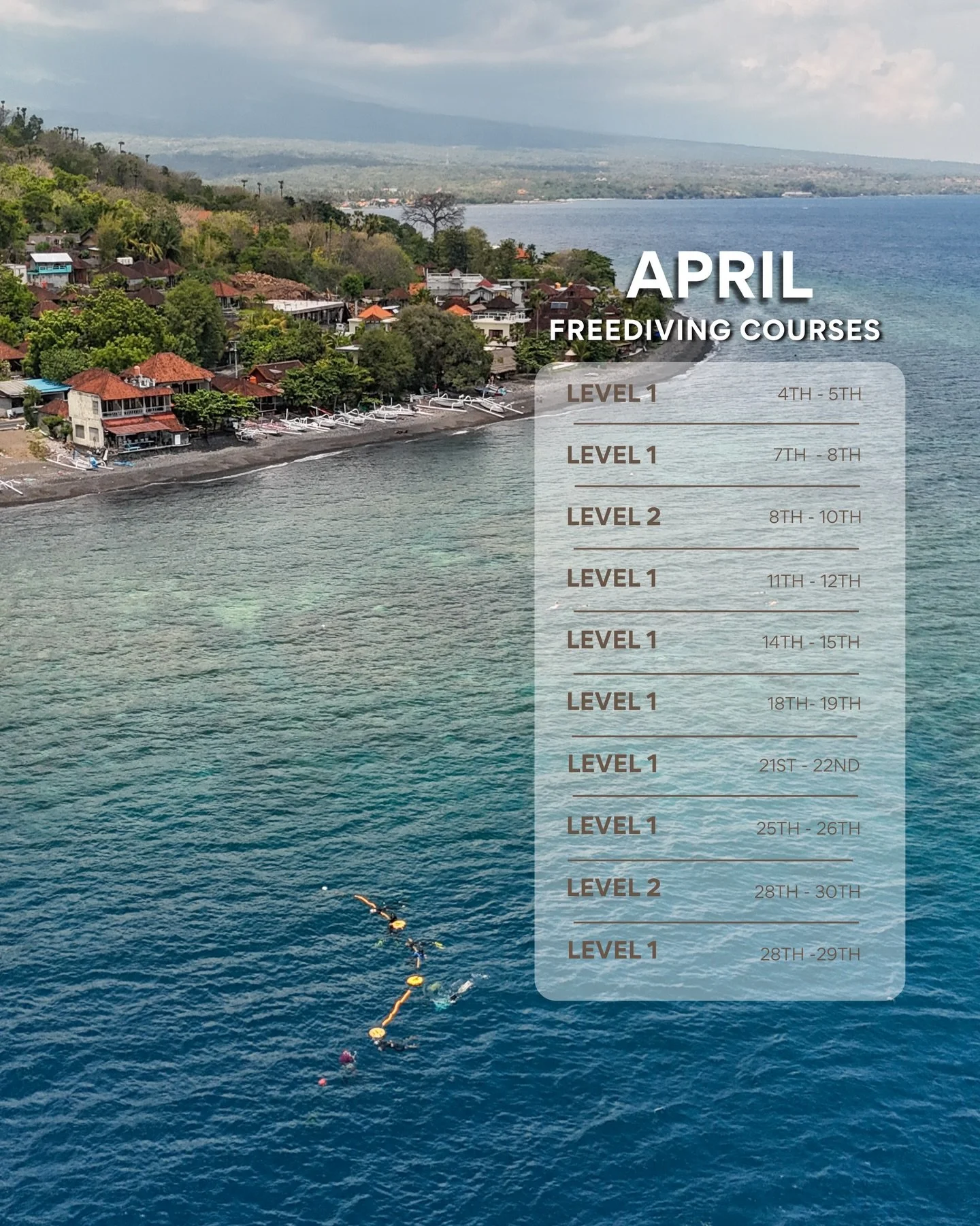 Join us this April in Amed, Bali for a Freediving experience that&rsquo;s all about slowing down, tuning in, and feeling at ease in the water.

At @apneistafreediving, we don&rsquo;t chase depth or numbers. We focus on awareness, relaxation, and conn