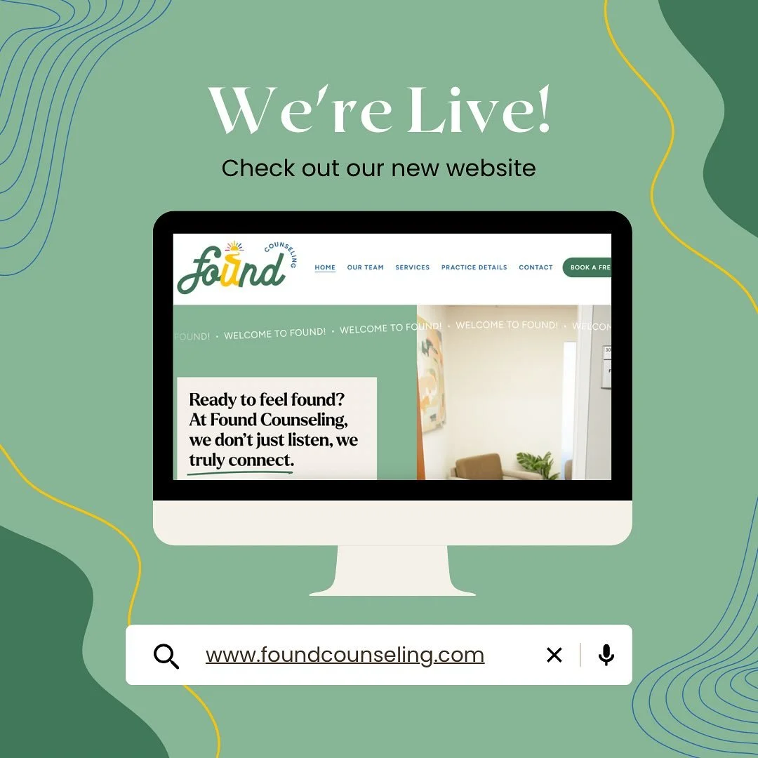 Our new website is LIVE and we are so so excited to share it with you!! We hope it feels thoughtful, warm, &amp; easy to navigate. Feeling pretty proud of this 💛 You can check it out here or at the link in our bio: &bull; www.foundcounseling.com
We&