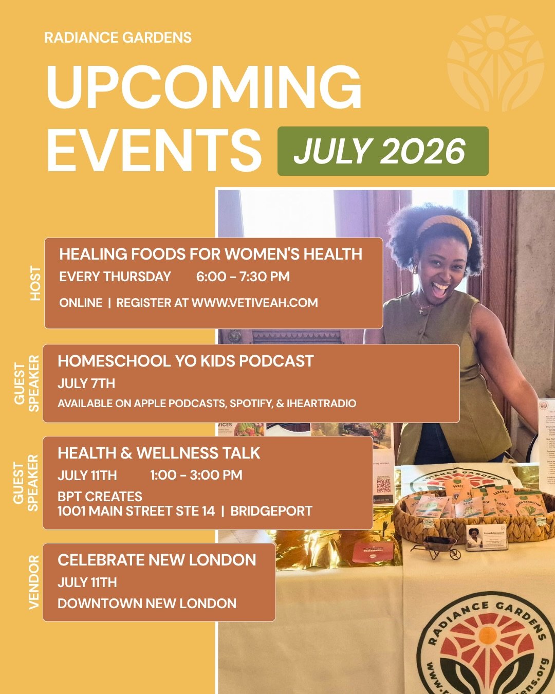 Join Us This Month! 🎉
Every event is an opportunity to learn, grow, connect, and build a healthier community together through gardening, nutrition, and food justice.

We hope to see you at one (or all!) of our upcoming events. Like &amp; Save this p