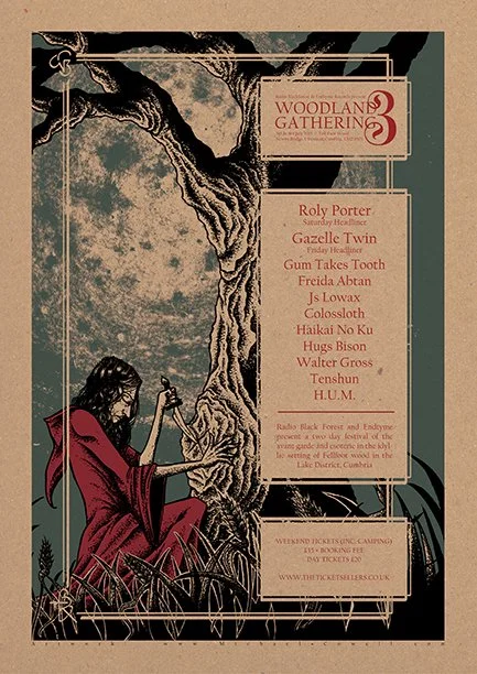 Woodland Gathering Festival | Digital print for promotional use.  Art print rework available in the webstore | 210 x 297 mm | 2015
