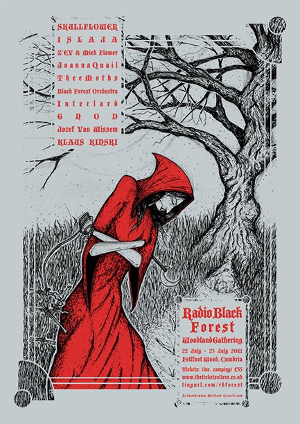 Radio Black Forest festival | Three colour screen print on 300 GSM ash grey stock | 420 x 594 mm | 2011

