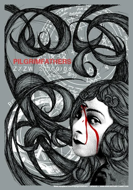 Pilgrim Fathers | Two colour screen print on 300 GSM ash grey stock | 420 x 594 mm | 2008
