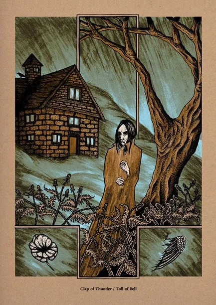 Clap of Thunder / Toll of Bell (Black Sabbath art show) | Three colour screen print on 320 GSM tan stock | 450 x 640 mm | 2014
