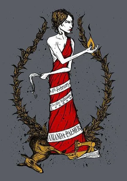 Amanda Palmer | Three colour screen print on 300 GSM ash grey stock | 420 x 594 mm | 2010

