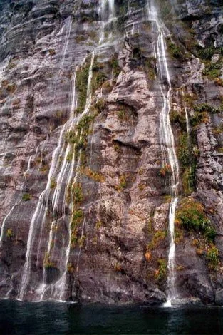 Waterfalls Almost Spill onto Ship