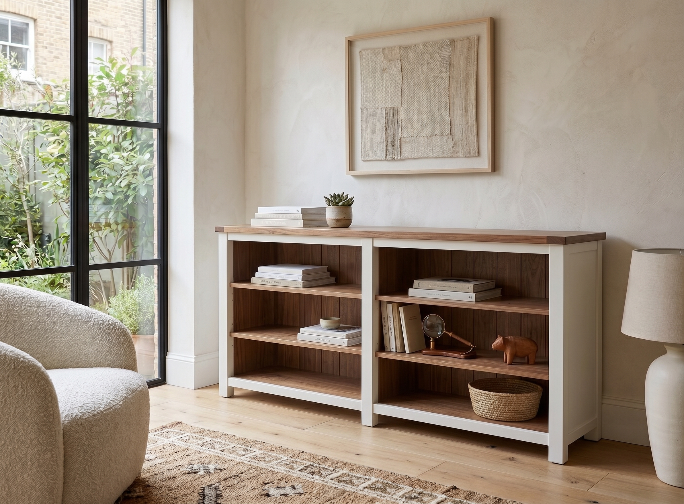 SenneVille double bookcase Walnut&white.png