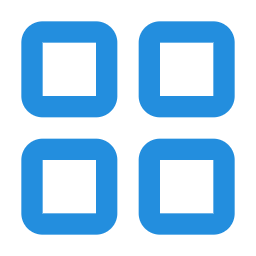 Four blue rounded squares on a white background.