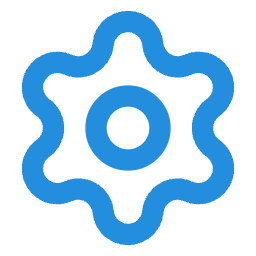Icon of a gear or cogwheel, typically representing settings or system options.