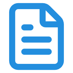 Icon of a blue document with a folded corner and horizontal lines representing text.