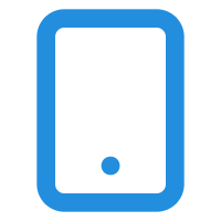 Icon of a smartphone with a blank screen and a circular home button.