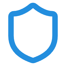 A blue shield icon with a black center, representing security or protection.