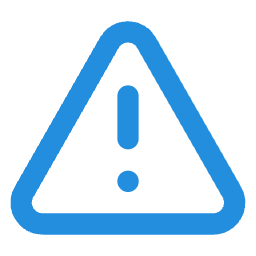 Blue warning sign with exclamation mark inside a triangle.