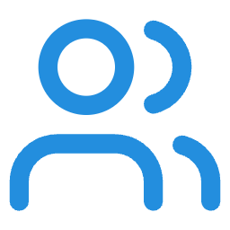 Icon of three stylized human figures in blue, representing a group or team.