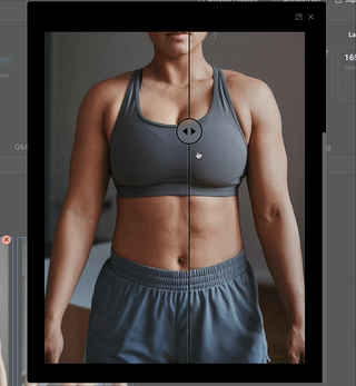 Close-up of a woman in a gray sports bra and gray athletic shorts, standing with arms at her sides.