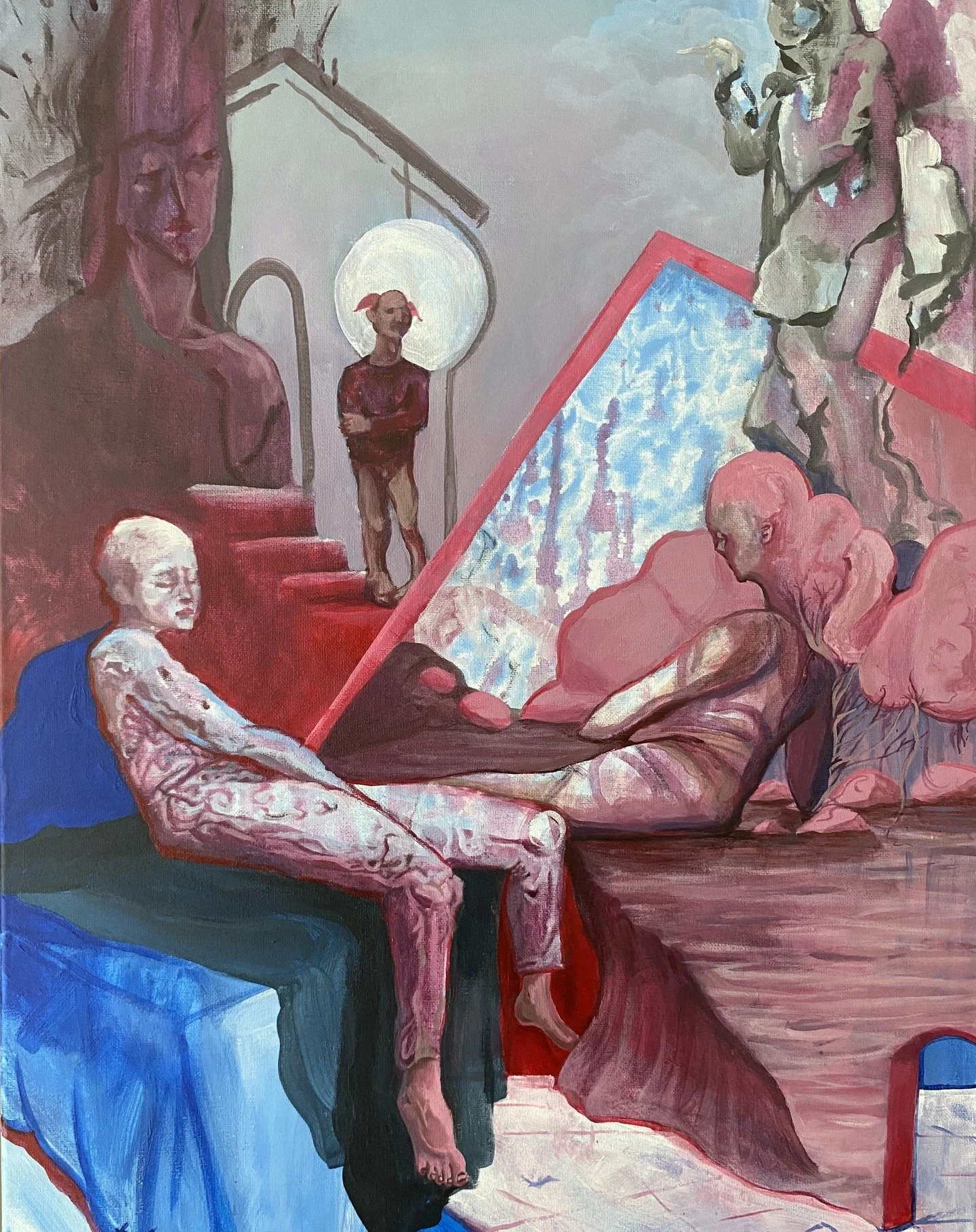&quot;Onolatry&quot;
18&quot; x 24&quot;
acrylic on canvas

&quot;Preoccupation with or devotion to something foolish. Worship of the ass or donkey.&quot;

My work explores themes of discomfort, introspection, and identity. 

&quot;Onolatry&quot; dra