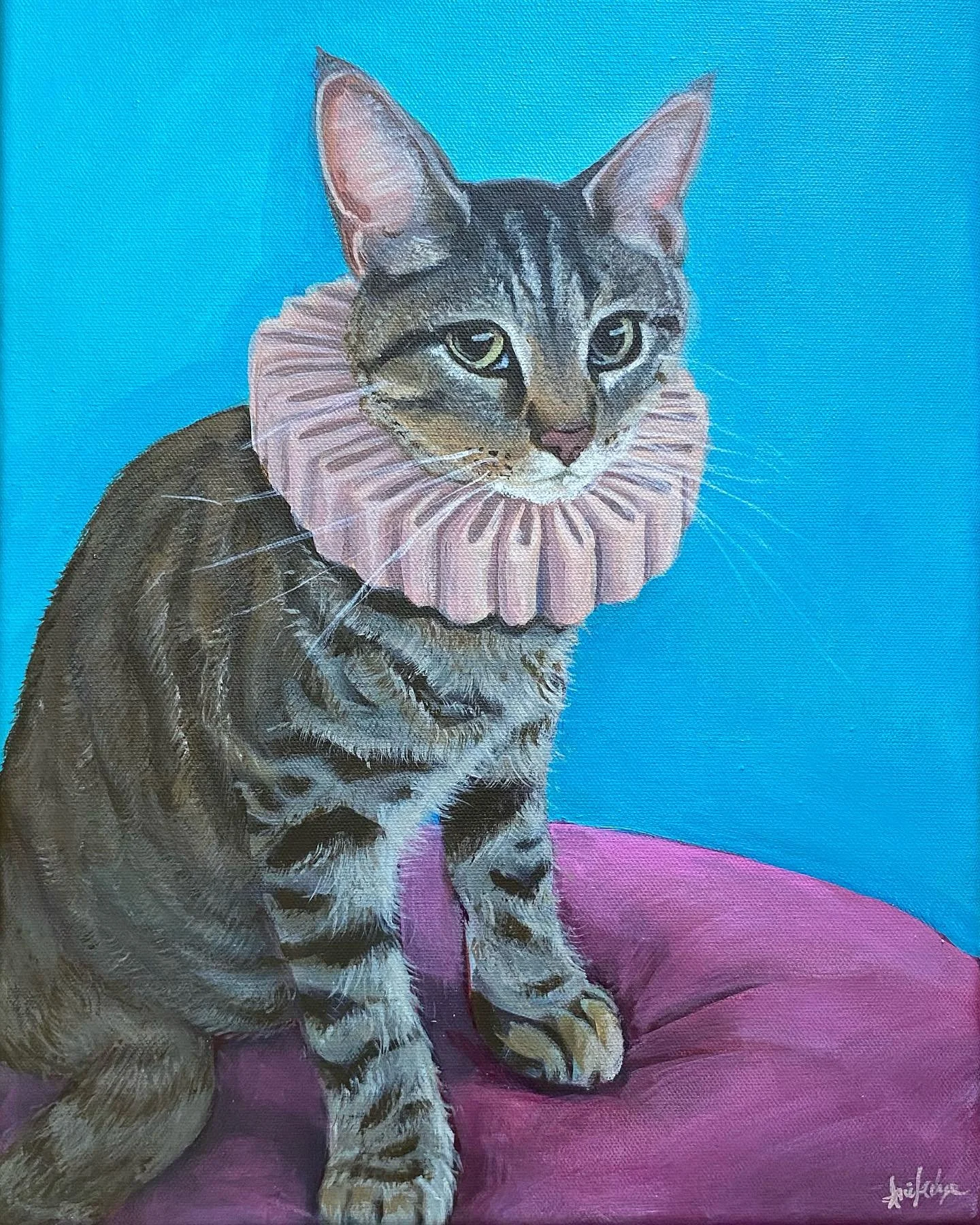 Portrait of Cashew - a birthday gift for Margaux! Had a great time painting this cutie!
.
I am currently open to human AND pet portraits. DM me for inquiries and pricing. You wanna memorialize your turtle and want to give them a cigar and a top hat? 
