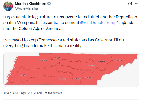 After Landmark Supreme Court Ruling, Sen. Blackburn Calls On Tennessee Legislature To Redistrict Congressional Lines&nbsp;