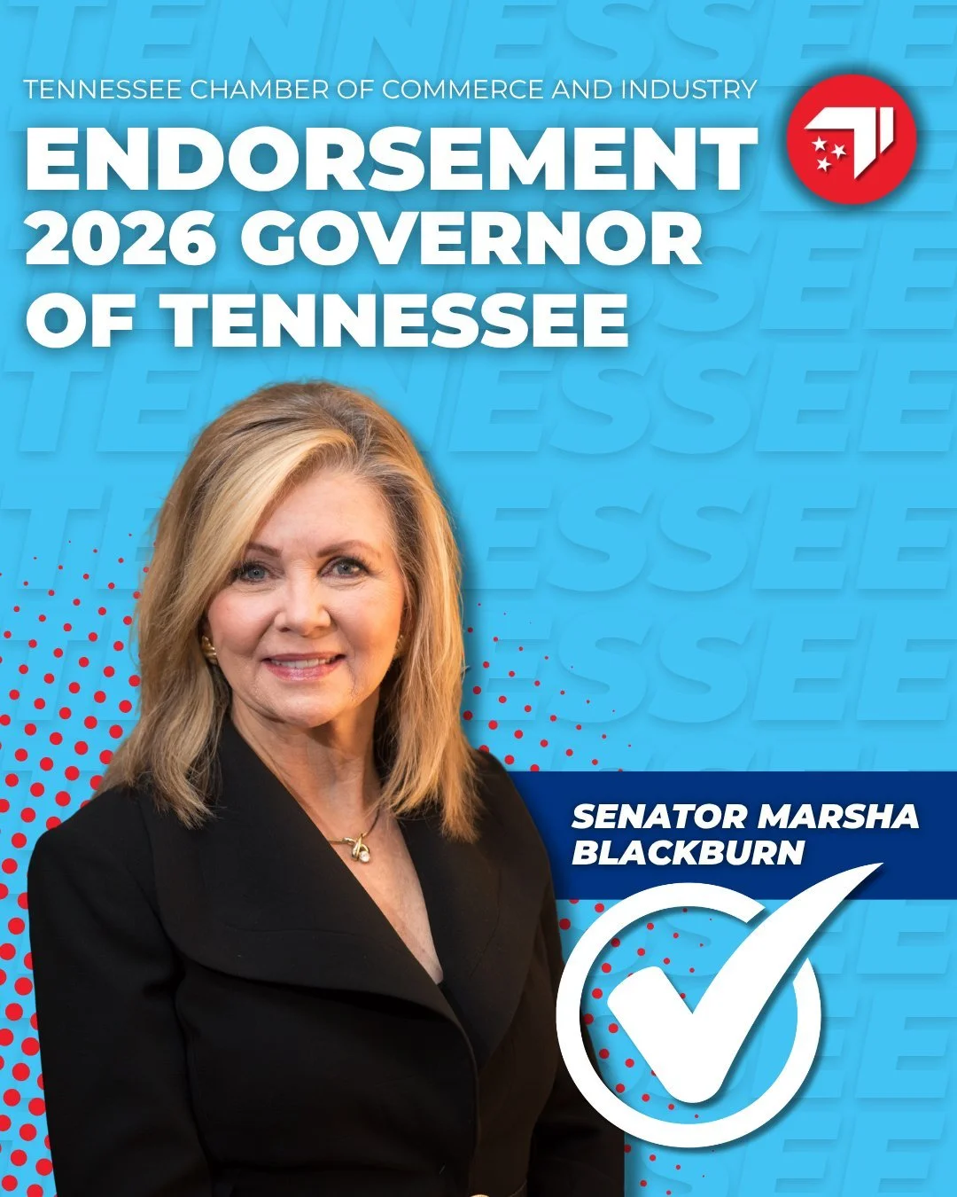 Tennessee Chamber of Commerce &amp; Industry Endorses Senator Marsha Blackburn For Governor&nbsp;&nbsp;