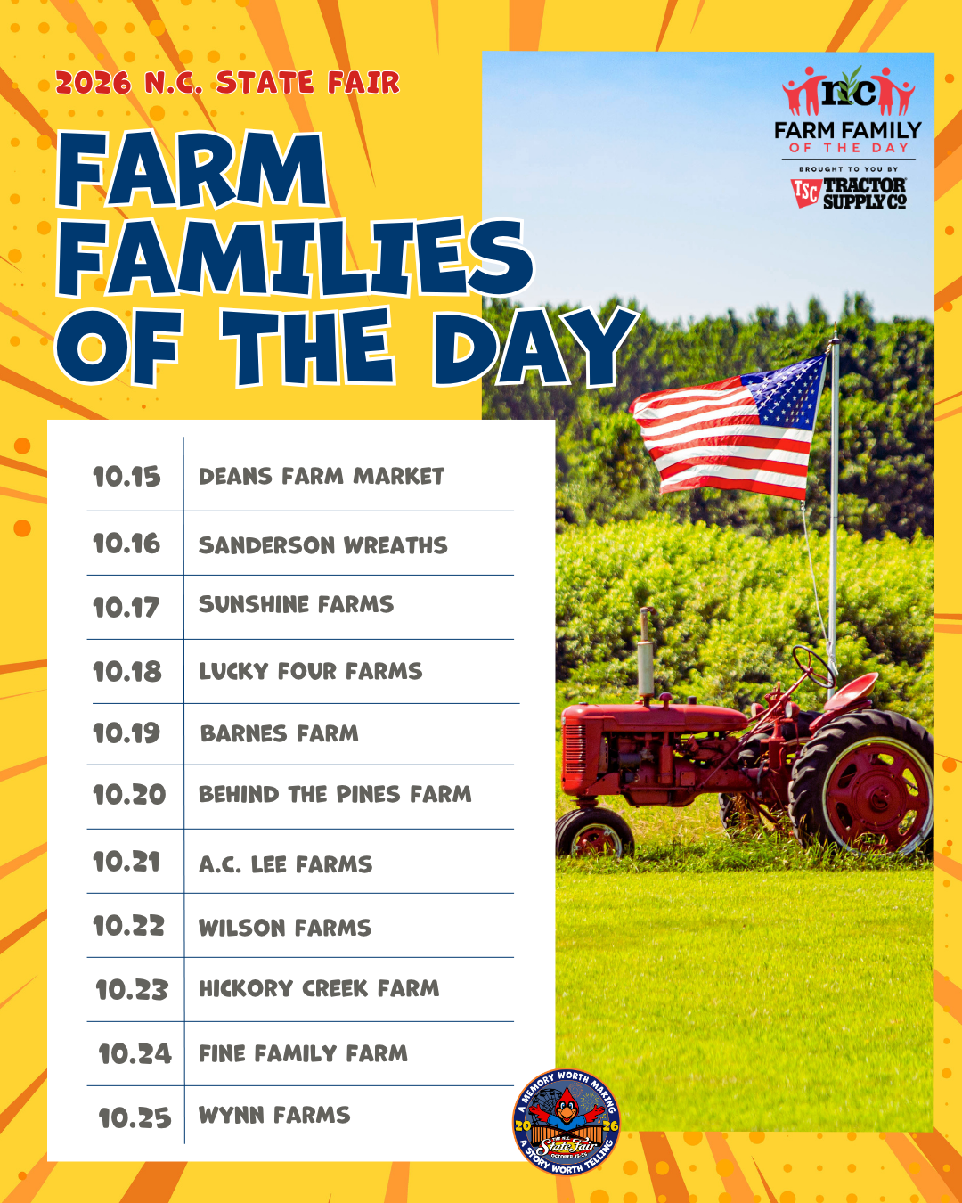 North Carolina State Fair Announces 2026 Farm Family Days&nbsp;