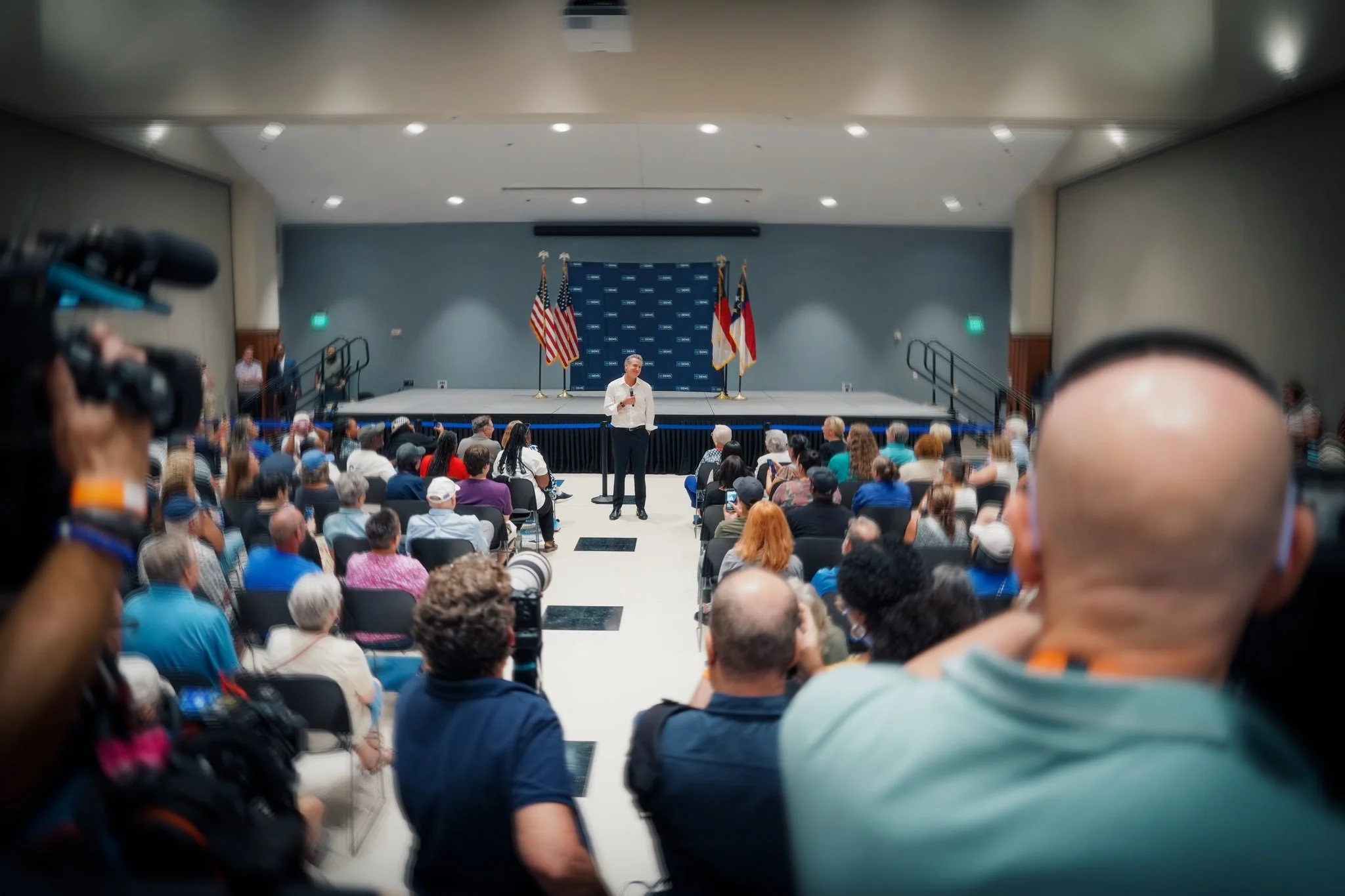 Gavin Newsom Comes To North Carolina To Campaign For Former Governor Roy Cooper