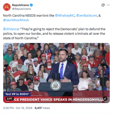 Vice President JD Vance Campaigns In Hendersonville