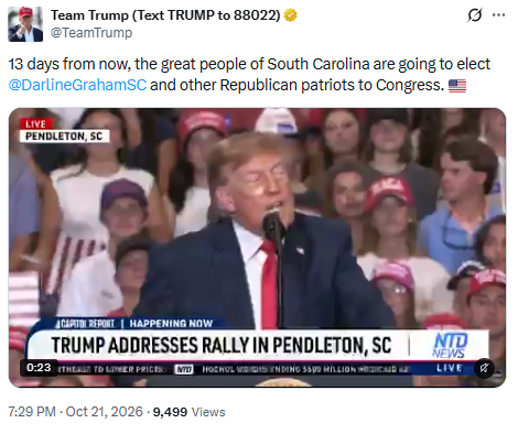 President Trump Campaigns For Republicans In South Carolina