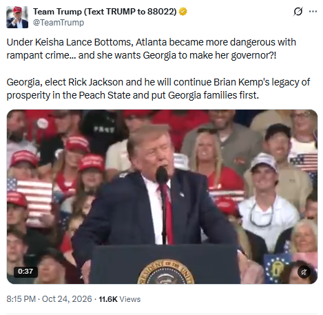 President Trump Campaigns In Georgia To Support Mike Collins For Senate and Rick Jackson For Governor