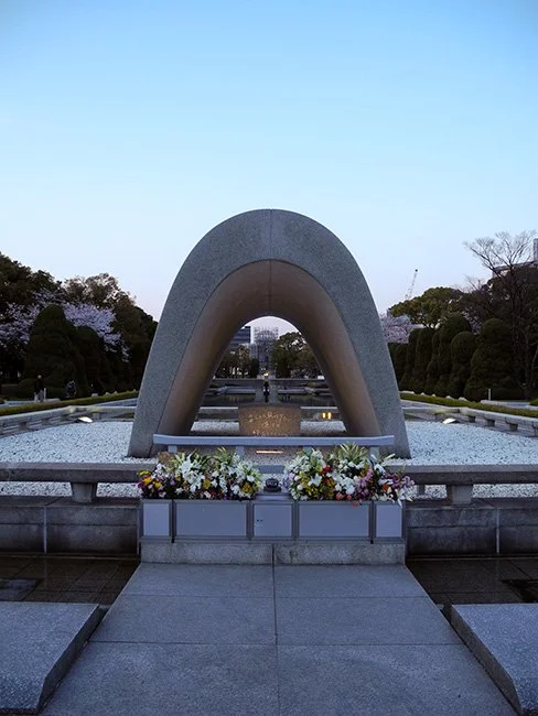 Hiroshima Peace Park Memorial by Isamu Noguchi in Hirshima, Japan. (Image: John Seb Barber)