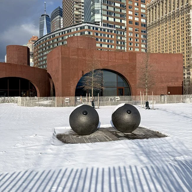 The sculpture 'Eyes' by Louis Bourgeois at Robert F Wagner Park in Battery City New York.