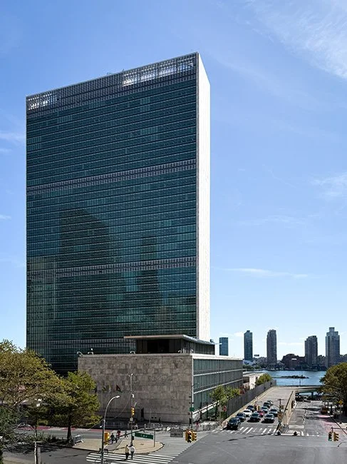 The United Nations Headquarters by Wallace Harrison in New York City.