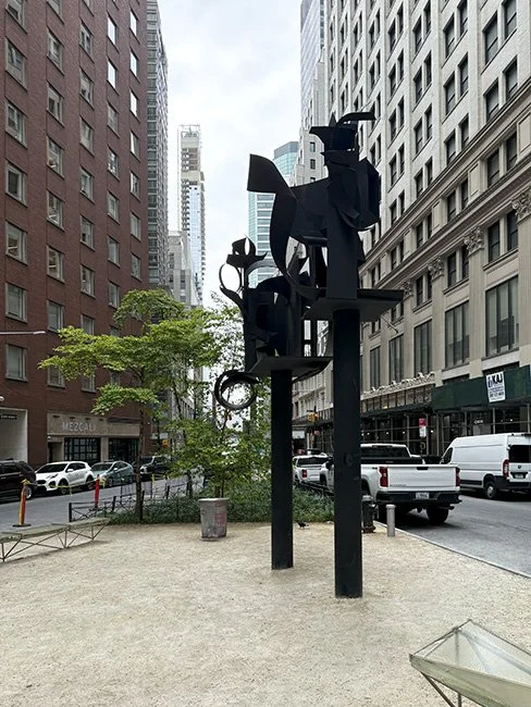 Louise Nevelson Plaza with multiple sculptures by the artist Louise Nevelson in New York City.