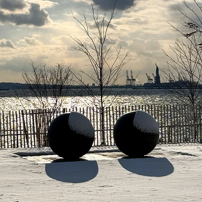 The sculpture 'Eyes' by Louis Bourgeois at Robert F Wagner Park in Battery City New York.