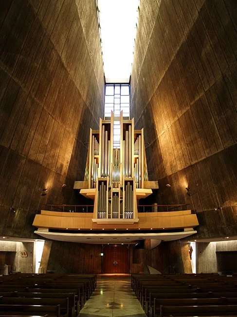 St Mary's Cathedral by Kenzo Tange in Tokyo, Japan.