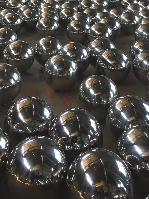 Yayoi Kusama sculpture Narcissus Garden at Fort Tilden in New York City.