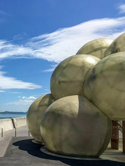 The Naoshima Port Terminal by SANAA architects in Naoshima, Japan.
