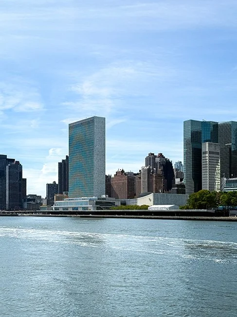 The United Nations Headquarters by Wallace Harrison in New York City.