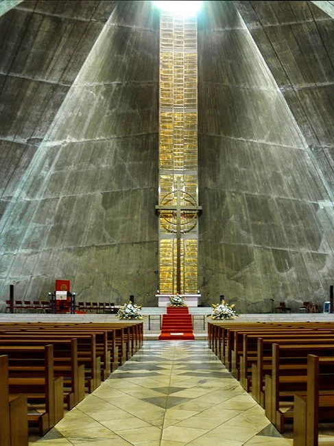 St Mary's Cathedral by Kenzo Tange in Tokyo, Japan.