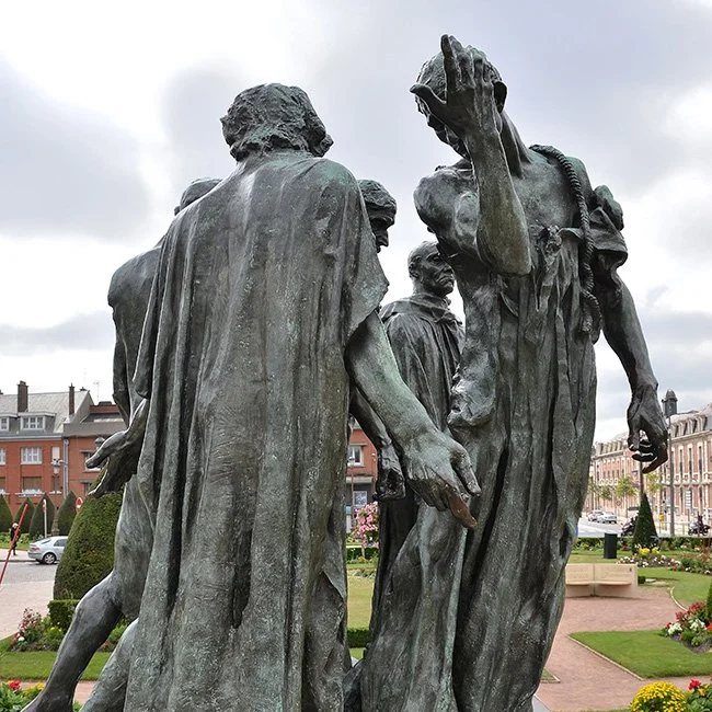 The Les Bourgeois de Calais sculpture by Auguste Rodin in Calais. (Image by Patrick)