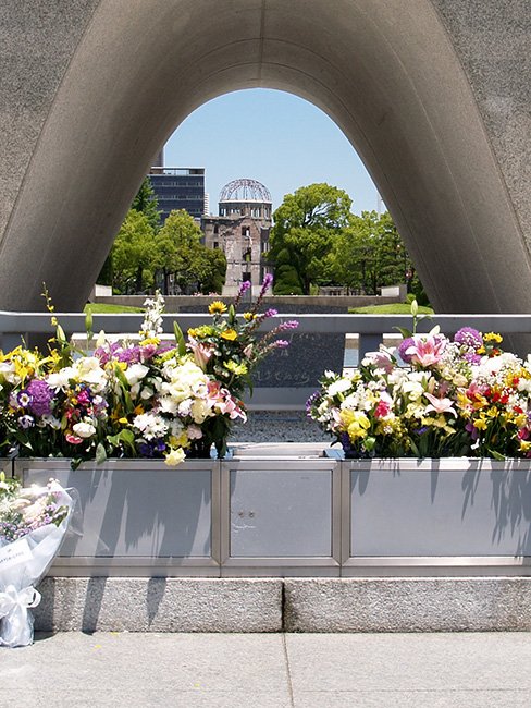 Hiroshima Peace Park Memorial by Isamu Noguchi in Hirshima, Japan.