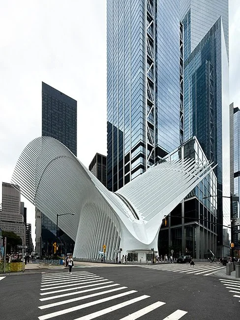 The World Trade Center Transit Hub or Oculus by architect Santiago Calatrava in New York City.