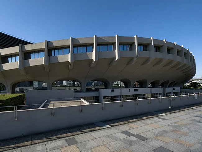Yoyogi National Stadium by Kenzo Tange in Tokyo, Japan.