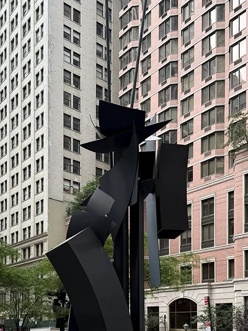 Louise Nevelson Plaza with multiple sculptures by the artist Louise Nevelson in New York City.