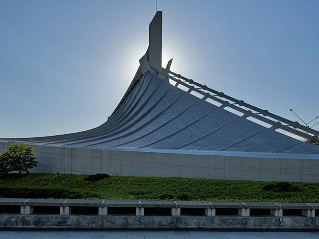 Yoyogi National Stadium by Kenzo Tange in Tokyo, Japan.