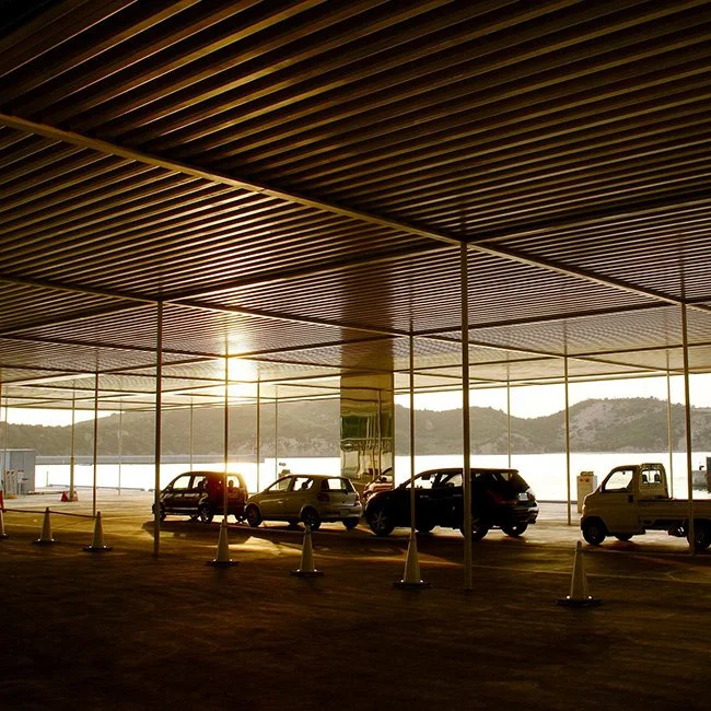 The Naoshima Marine Station by SANAA architects in Naoshima, Japan.