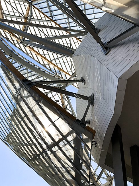 The Foundation Louis Vuitton by architect Frank Gehry in Paris, France.