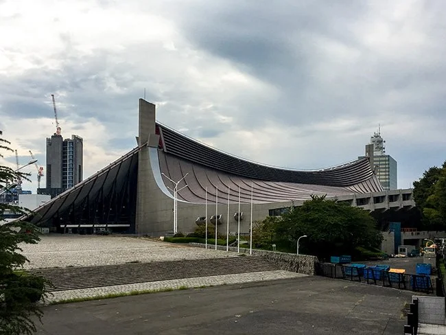 Yoyogi National Stadium by Kenzo Tange in Tokyo, Japan.