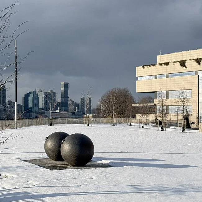 The sculpture 'Eyes' by Louis Bourgeois at Robert F Wagner Park in Battery City New York.